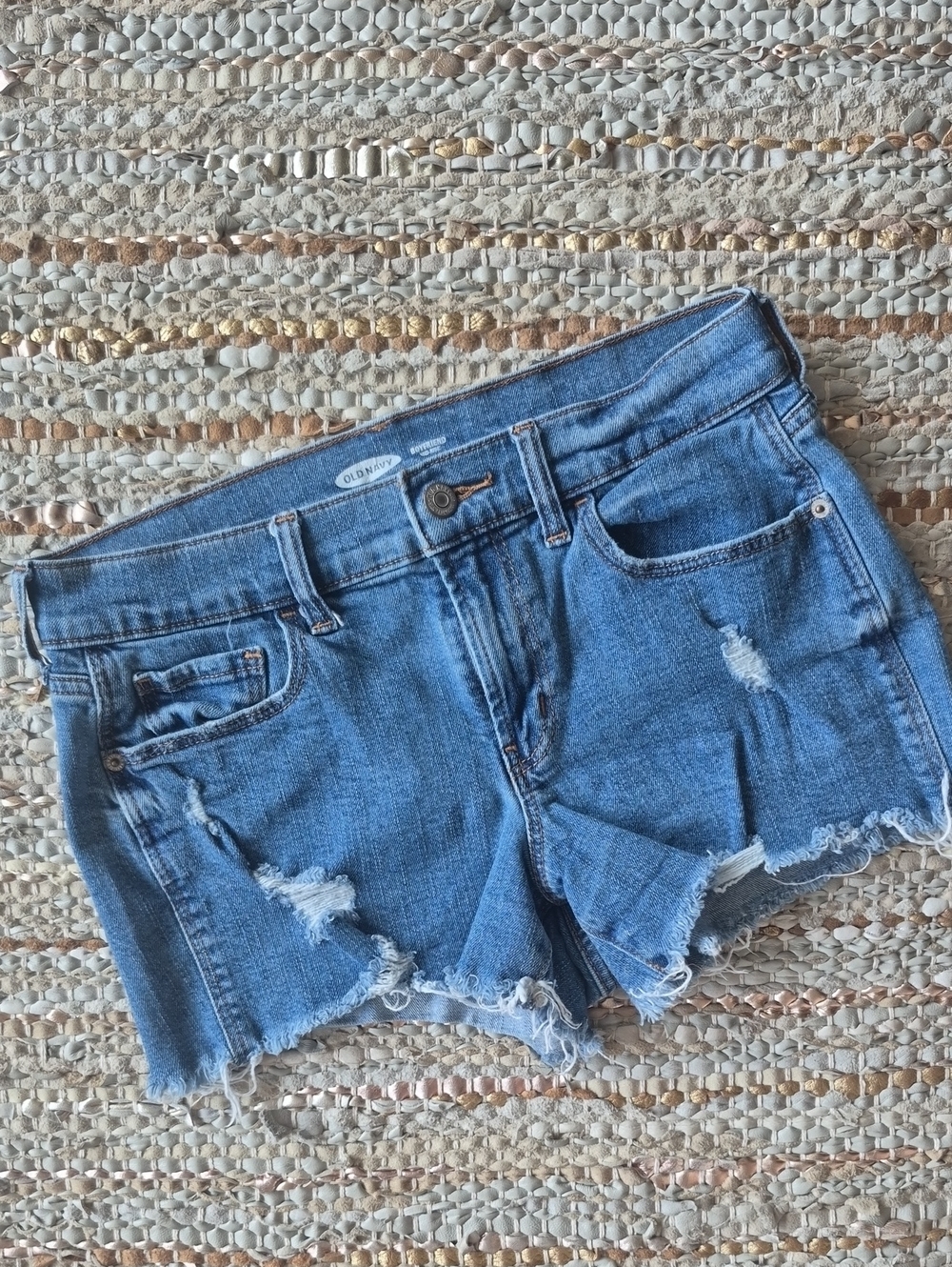 Old Navy Blue Distressed Denim Cutoff Shorts